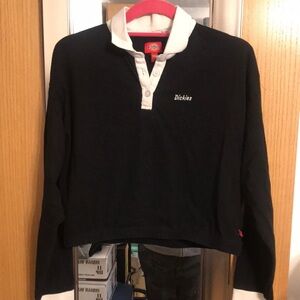 Dickies Girl junior XL long sleeve, collar and elastic at waist. Black & white